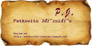 Petkovits Józsiás névjegykártya